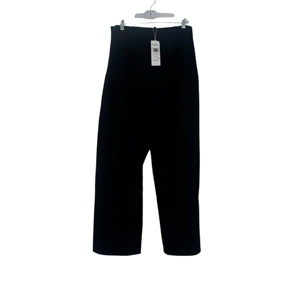 Eileen Fisher F3BOE-P4594M Boiled Wool Jersey Straight Pant Black Size Small NWT